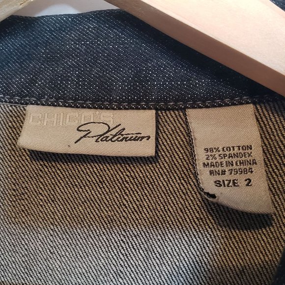 Upcycled Black Denim Jacket Adult Size Large Argentina Panel On Back - Picture 5 of 9